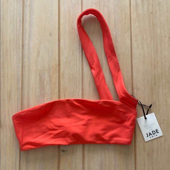 Jade Swim Other - Jade Swim One-Shoulder Halo Bikini Top – “Glow” (Neon Coral-Red) NWT